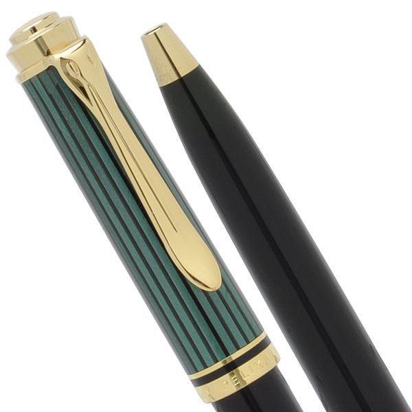 【ほぼ未使用•美品】ボールペン　ペリカン　スーべレーン　緑縞　K600