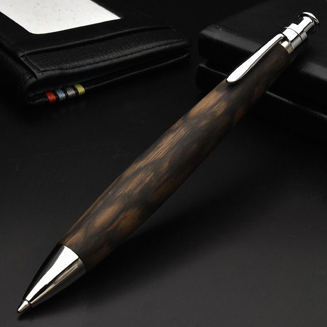 杢軸ペン 黒柿 孔雀杢 2 杢軸 ペン - 筆記具