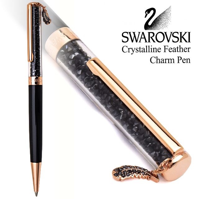 Swarovski スワロフスキー ボールペン Crystalline チャームペン フェザー Feather ブラック 世界の筆記具ペンハウス