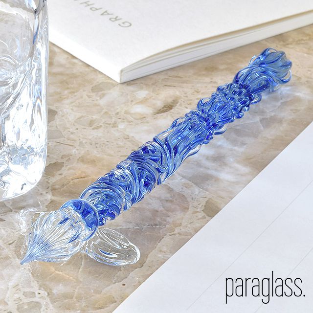 paraglass パラグラス Ore ガラスペン ムーンストーン 水色 ブルー