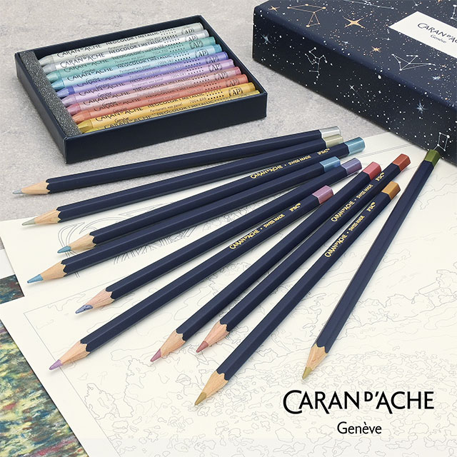 CARAN D'ACHE（カランダッシュ） 限定品 色鉛筆＆パステル コスミックブルー クリスマス2024 ミクスドメディアセット CC3000-024